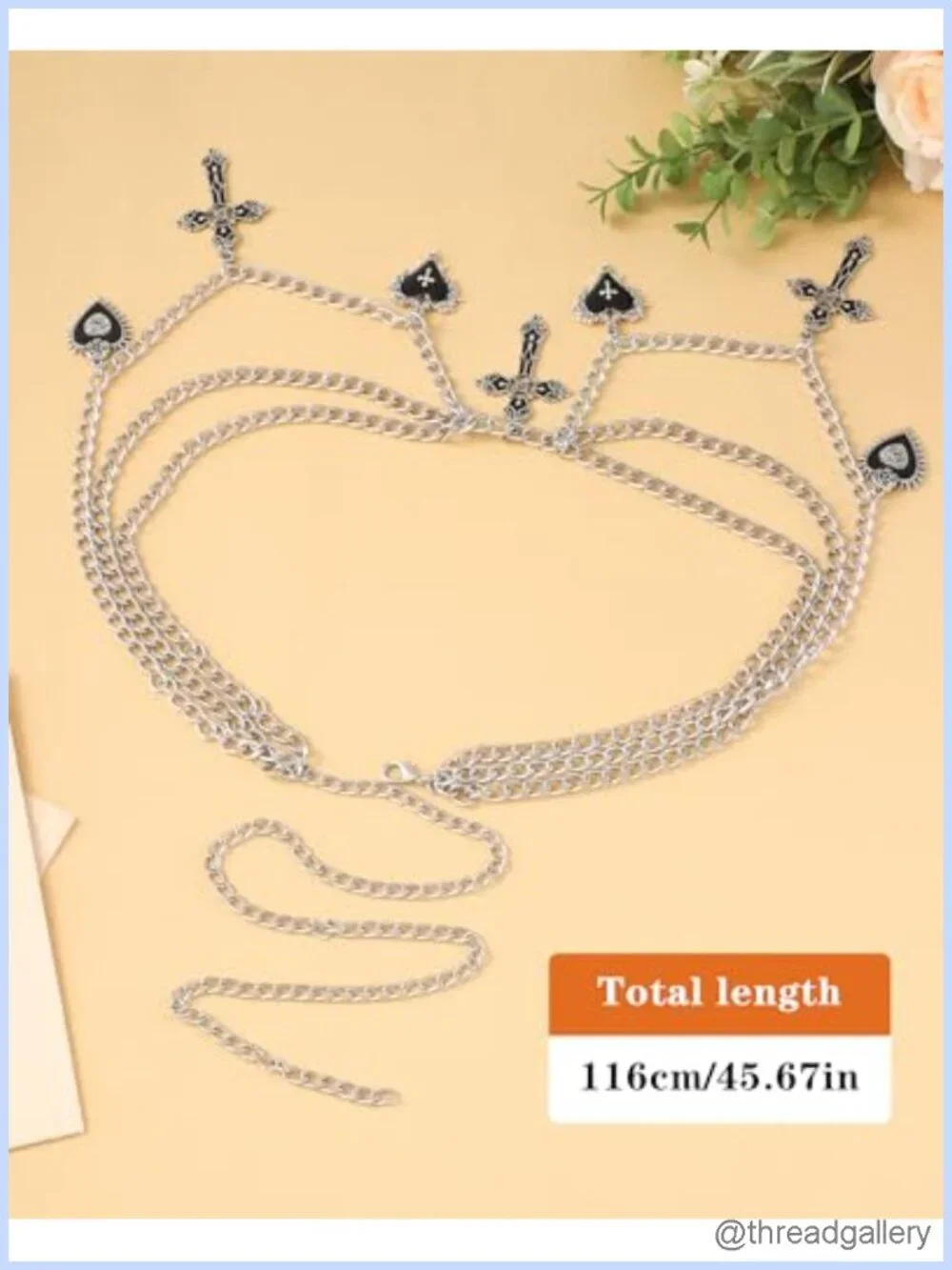 Punk Waist Chain 3-Layer Body Belt Cross Heart Stars Adjustable Cosplay